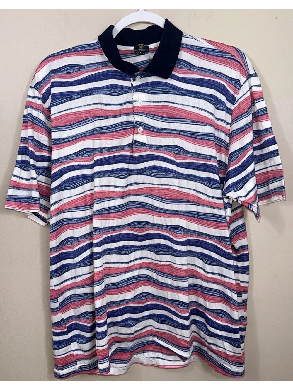 Solemare Maus & Hoffman Polo Shirt Mens XXL Blue Pink Stripe Golf Made in Italy